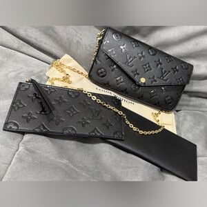 L V inspo Black Clutch with Gold Chain